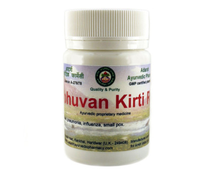 Tribhuvan Kirti Ras Adarsh Ayurvedic, 20 gramoss ~ 60 tabletas