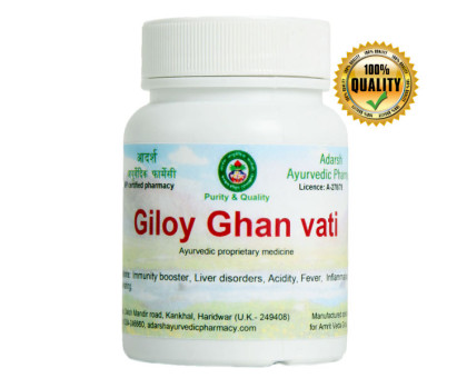 Giloy extracto Adarsh Ayurvedic, 20 gramoss ~ 65 tabletas