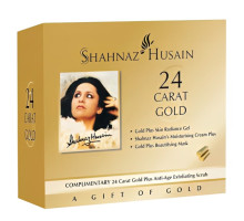 Kit 24 Carat Gold — Gold Plus Gel Radiante para la Piel + Crema Hidratante + Mascarilla de Belleza Gold Plus + Exfoliante Anti-Edad, 190 gramos