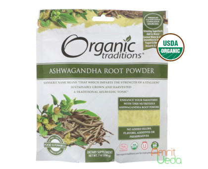 Ashwagandha root polvo Organic Traditions, 200 gramoss