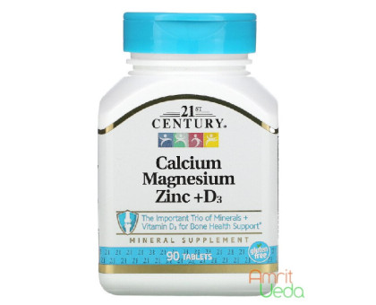 Calcium Magnesium Zinc + D3 21st Century, 90 tabletas