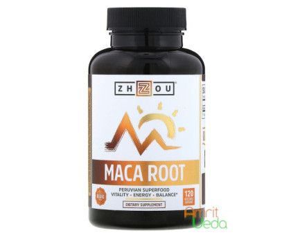 Peruvian Maca 1000 mg Zhou Nutrition, 120 cápsulas