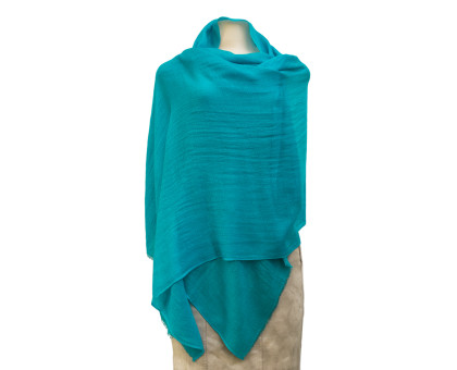 Pashmina shawl Aquamarine color Gana - Nepal, 100% cashmere